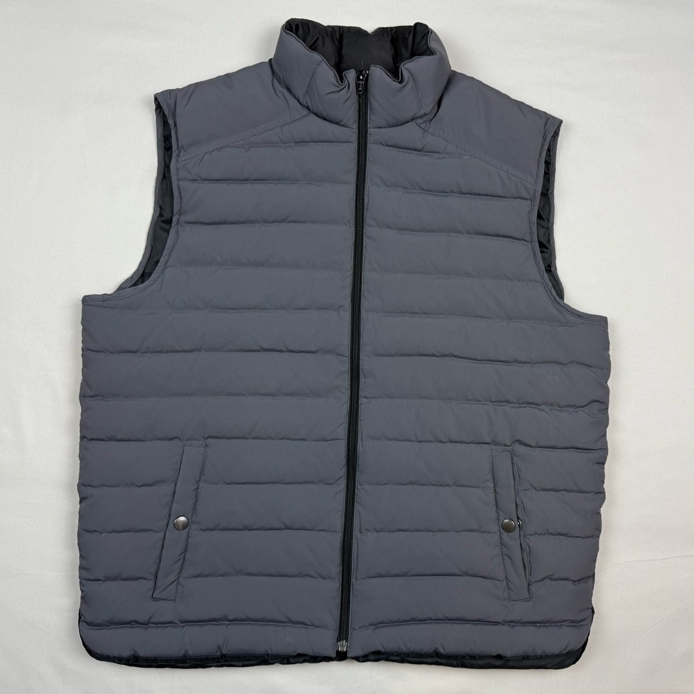 J. Crew Mens Quilted Down Vest Sz Large Dark Grey Full Zip Outerwear